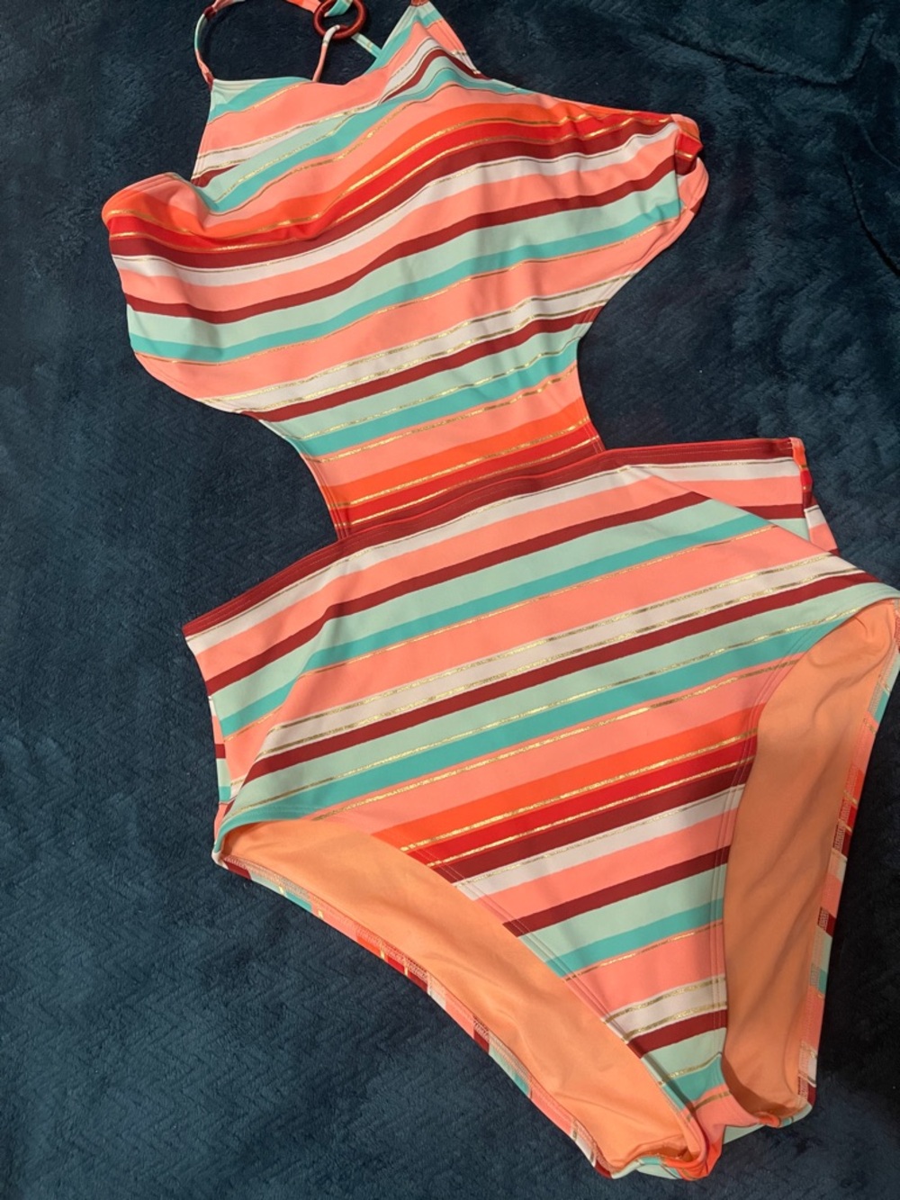 aerie Orange & Coral One-Piece Swimsuit